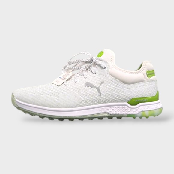 PUMA Golf Shoes Men's Pro Adapt Alphacat Gust O Wind (White/Green) - US 11.5